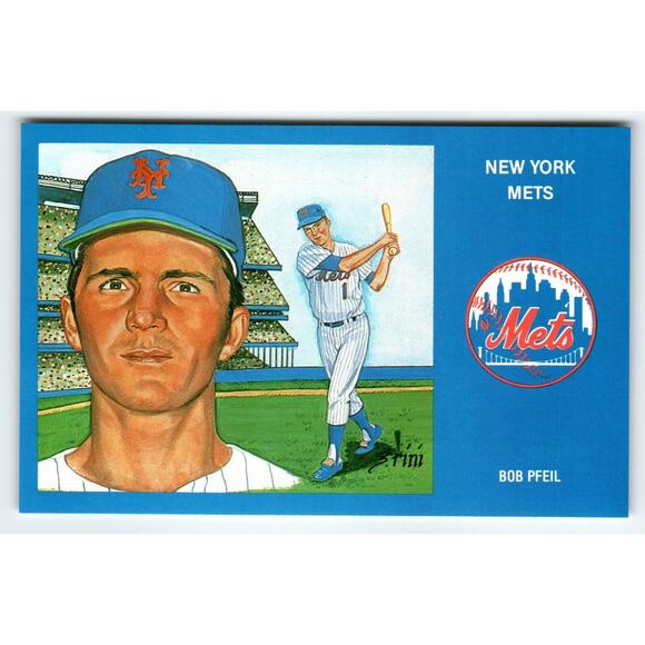1969 NY Mets Baseball Postcard Susan Rini Bob Pfeil Unused Limited Edition - Picture 1 of 2